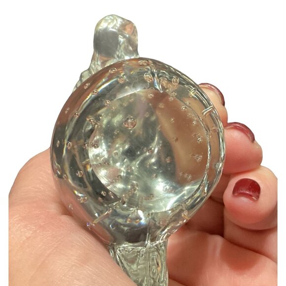 ART GLASS UNICORN PAPERWEIGHT HANDBLOWN CONTROLLED BUBBLES 4" H X 1.75" W X 3" L - Picture 5 of 5